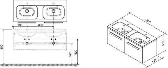 Тумба под умывальник Ravak SD 1200 Chrome белый/белый
