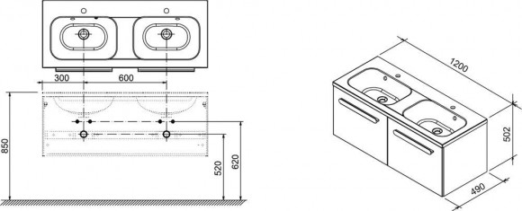 Тумба под умывальник Ravak SD 1200 Chrome каппучино/белый