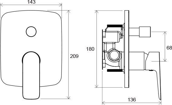Смеситель скрытого монтажа Ravak Classic CL 065.00 с переключателем для R-box