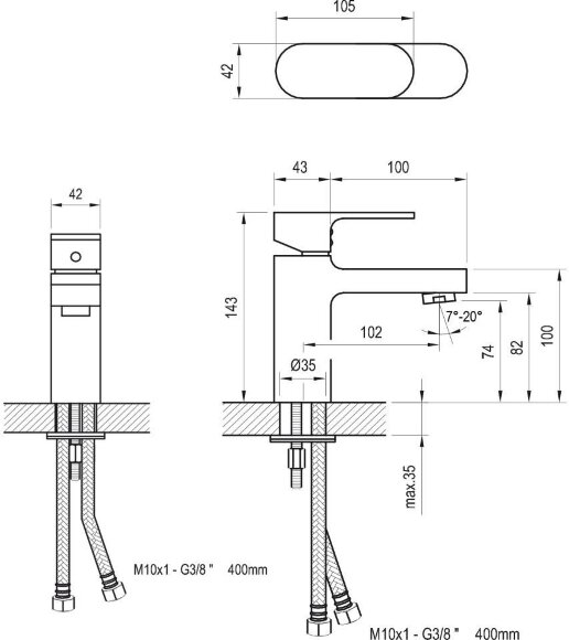 Смеситель для умывальника Ravak Chrome CR 012.00 без донного клапана