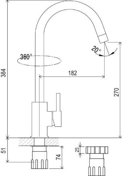Смеситель для кухни Ravak Suzan KM 016.00