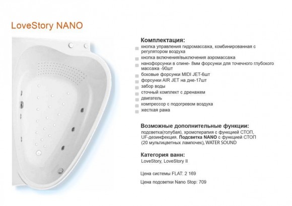 Гидромассажная система Ravak LoveStory NANO FLAT