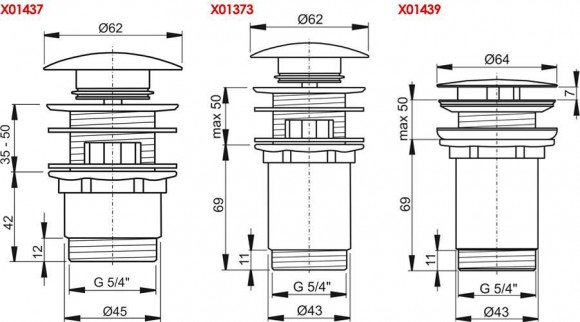 Слив для умывальника "Клик-Клак" с закрытием стока длинный
