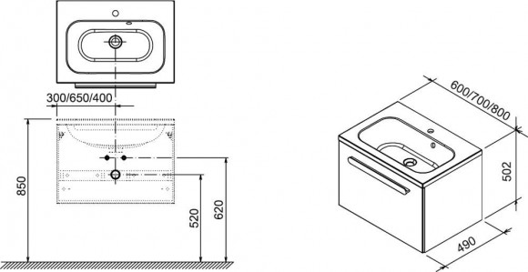Тумба под умывальник Ravak SD 700 Chrome белый/белый