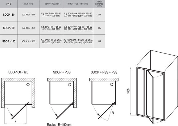Душевая дверь поворотная Ravak Supernova SDOP-80 белый+транспарент