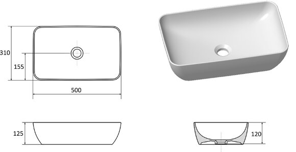 Керамический умывальник Ravak UNI 500 R SLIM