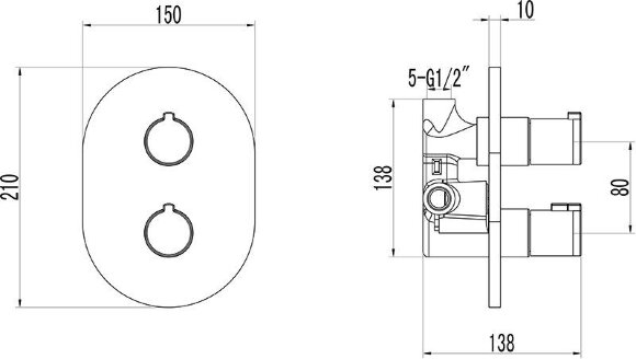 Cмеситель термостатический скрытого монтажа Ravak Chrome CR 064.00 без переключателя