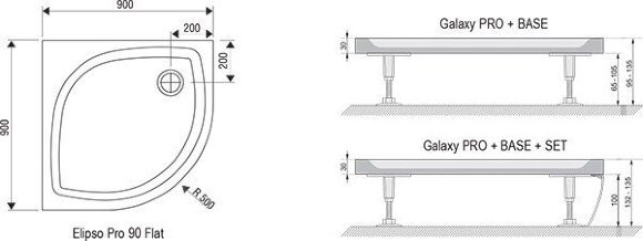 Душевой поддон Ravak Elipso Pro-90 Flat