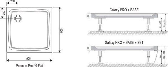 Душевой поддон Ravak Perseus Pro-90 Flat