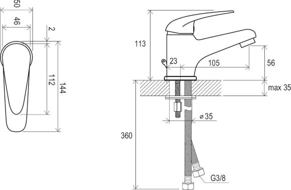 Смеситель для умывальника Ravak Suzan SN 012.00 без донного клапана