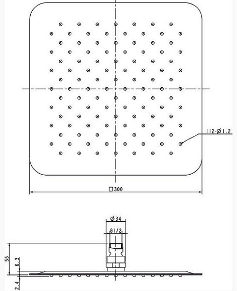 Лейка для душевого вывода Slim Chrome 300 мм 982.00