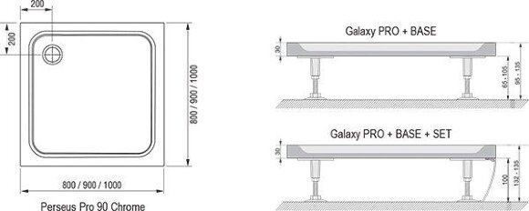 Душевой поддон Ravak Perseus Pro 90 Chrome