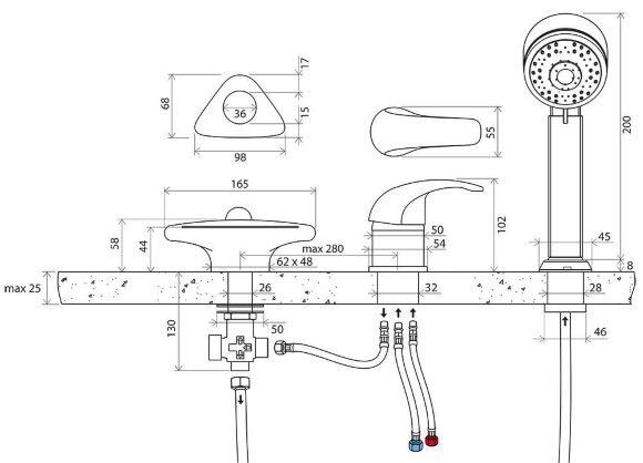 Смеситель врезной для ванн Rosa RS 025.00