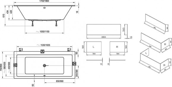 Акриловая ванна Ravak Formy 01 Slim 170x75