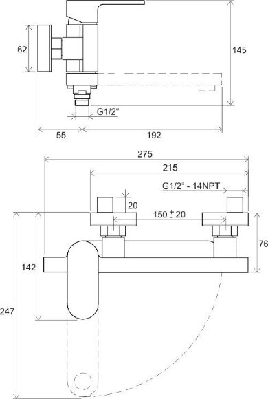 Смеситель для ванны Ravak Chrome CR 022.00/150 с поворотным изливом