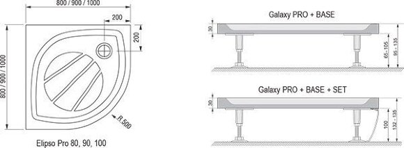 Душевой поддон Ravak Elipso Pro-90