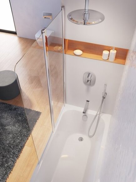 Шторка для ванны Ravak CVS2-100 белый+транспарент левая