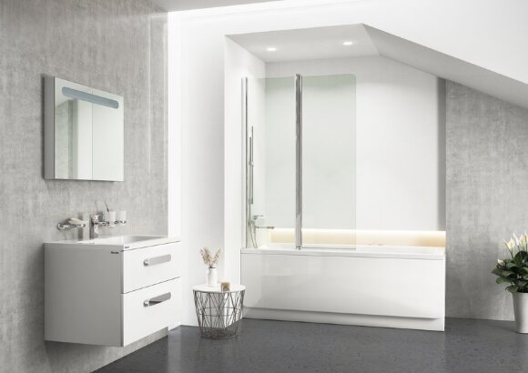 Шторка для ванны Ravak CVS2-100 белый+транспарент левая