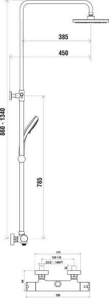Душевая система с термосмесителем TE 091.00/150 Termo 100