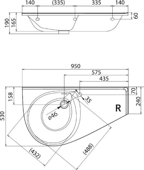 Умывальник Ravak Avocado Comfort правый