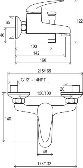 Смеситель для ванны Ravak Suzan SN 022.00/100