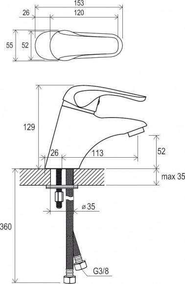 Смеситель для умывальника Ravak Rosa RS 012.00 без донного клапана