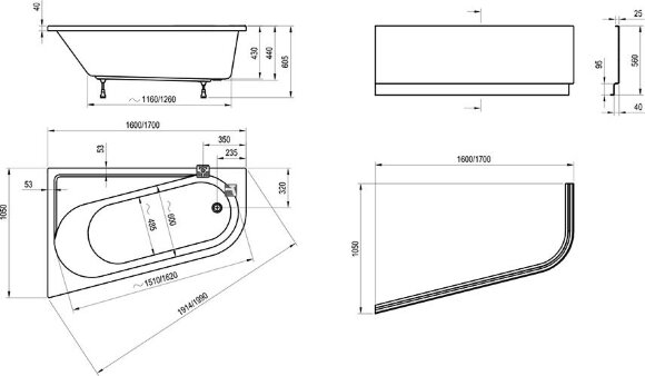 Акриловая ванна Ravak Chrome 170х105 R