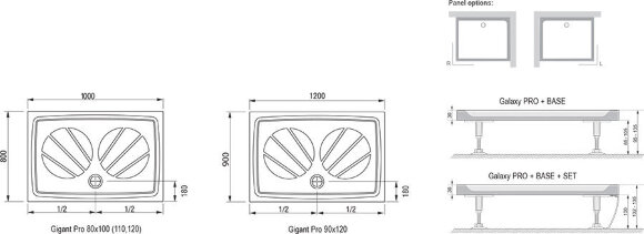 Душевой поддон Ravak Gigant Pro 100x80