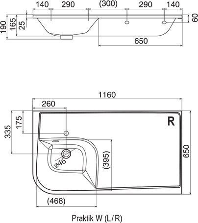 Умывальник Ravak Praktik W правый