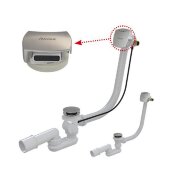 Сточный комплект для ванны с заполнением и переливом "Хром" квадратный 800 мм