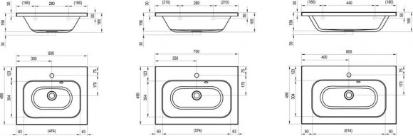 Умывальник Ravak Chrome 800 со скрытым переливом
