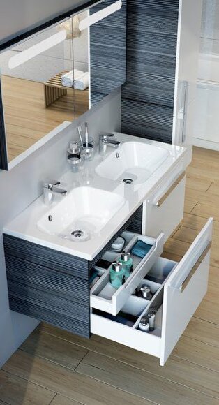 Сдвоенный умывальник Ravak Chrome 1200 с открытым переливом