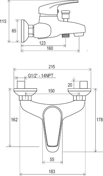 Смеситель для ванны Ravak Neo NO 022.00/150