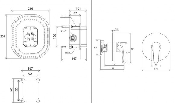 Смеситель скрытого монтажа Ravak Rosa RS 066.00 без переключателя
