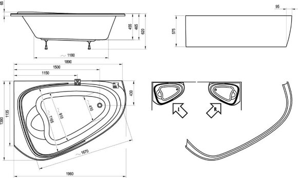 Акриловая ванна Ravak LoveStory II P 196x139