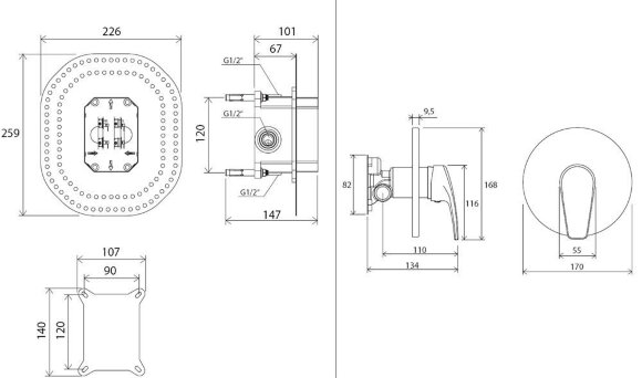 Смеситель скрытого монтажа Ravak Neo NO 066.00 без переключателя