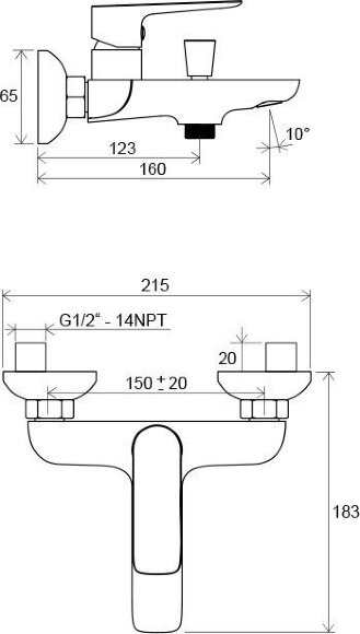 Смеситель для ванны Ravak Classic CL 022.00/150