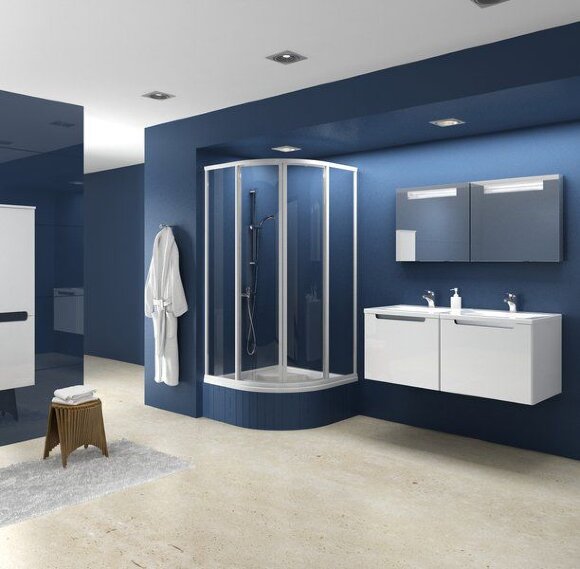 Душевой уголок полукруглый Ravak Supernova SKCP4-90 Sabina белый+перл