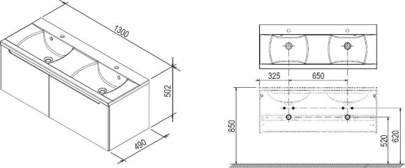 Тумба под умывальник Ravak SD 1300 Classic белый/белый