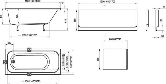 Акриловая ванна Ravak Chrome 170x75