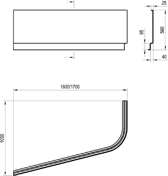 Передняя панель Ravak CHROME 160x105 белая правая
