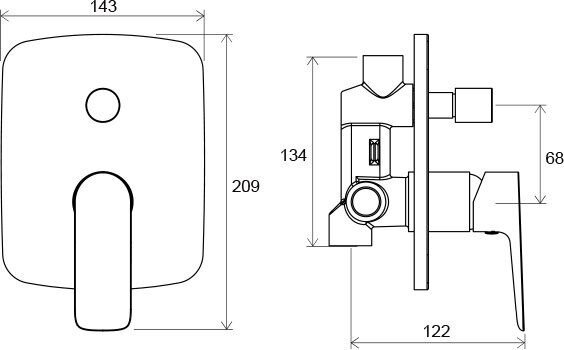 Смеситель скрытого монтажа Ravak Classic CL 061.00 с переключателем